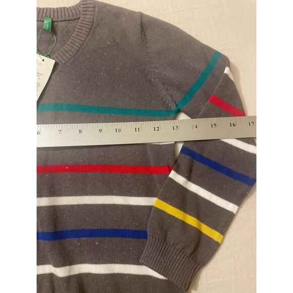 Benetton Boys Size Small Sweater‎ Knit Striped Casual Play Shirtwqqqqqq2 - Picture 3 of 6
